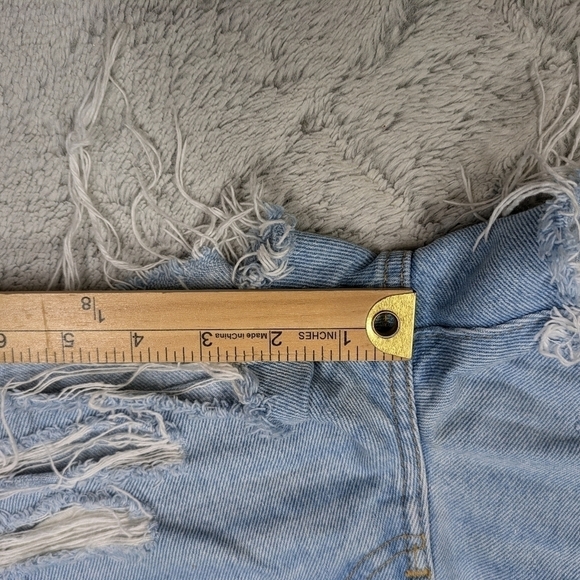 Re/Done Shorts Women's 24 Blue Light Worn 10 70’s High Rise Raw Hem Button Fly - Picture 6 of 10